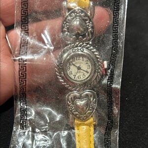 Elegant Silver Women's Watch with Yellow Band